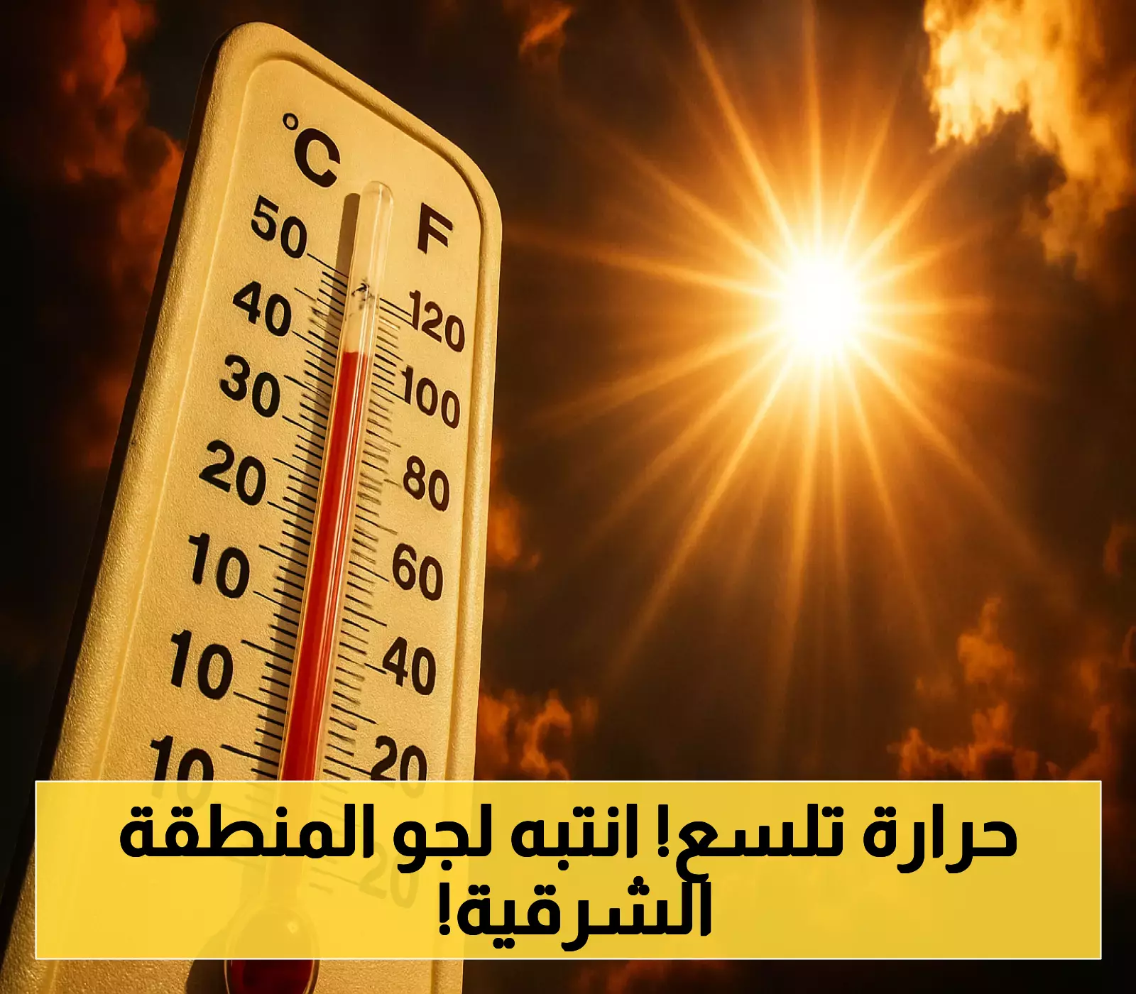 50 مئوية تضرب المنطقة الشرقية.. تحذير برتقالي يشمل 13 مدينة والأرصاد تكشف ساعات الخطر