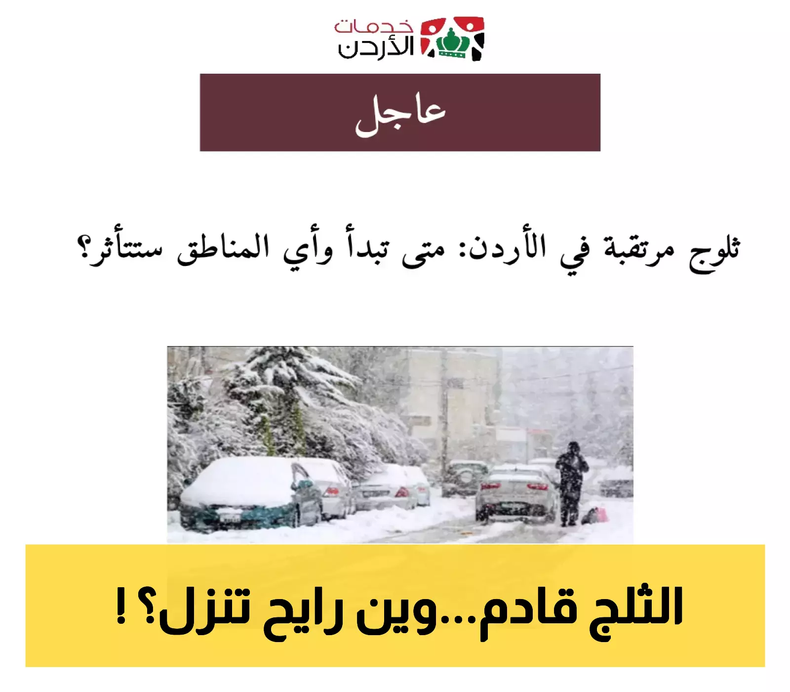 توقعات الثلوج: أي مناطق الأردن ستشهد العاصفة الثلجية القادمة؟