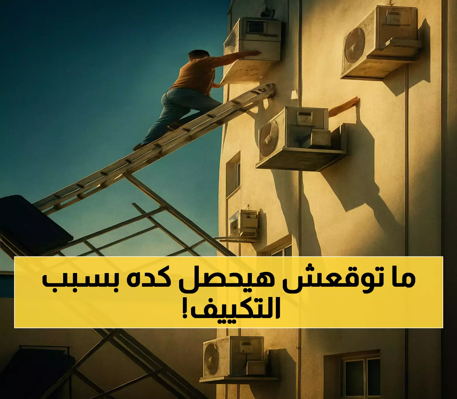 لحظة سقوط عامل من ارتفاع عالٍ أثناء تركيب التكييف.. والسبب صادم