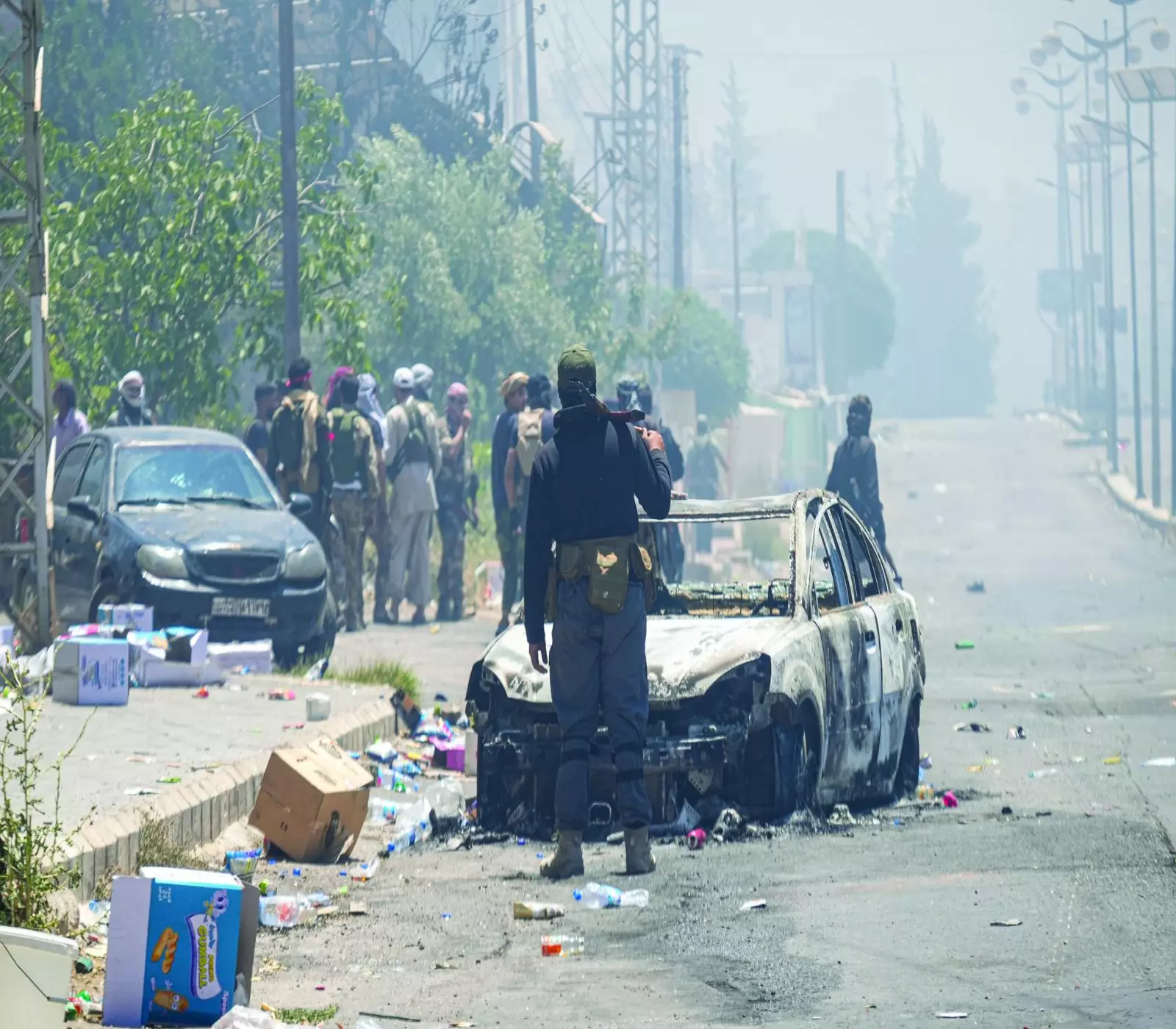 جانب من مشاهد الدمار في السويداء نتيجة الاشتباكات بين البدو والدروز يوم 19 يوليو (د.ب.أ)