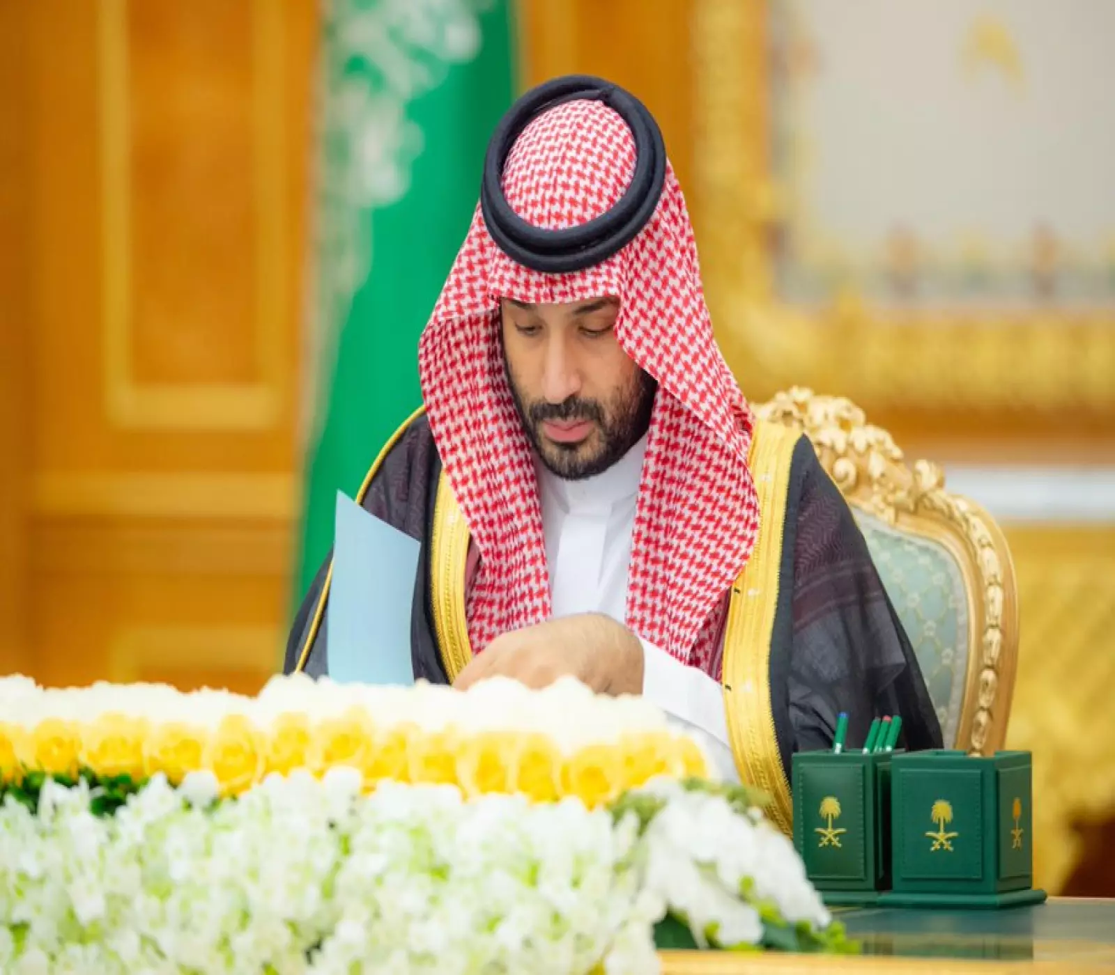 ولي العهد السعودي الأمير محمد بن سلمان خلال ترؤسه جلسة مجلس الوزراء في الرياض (واس)