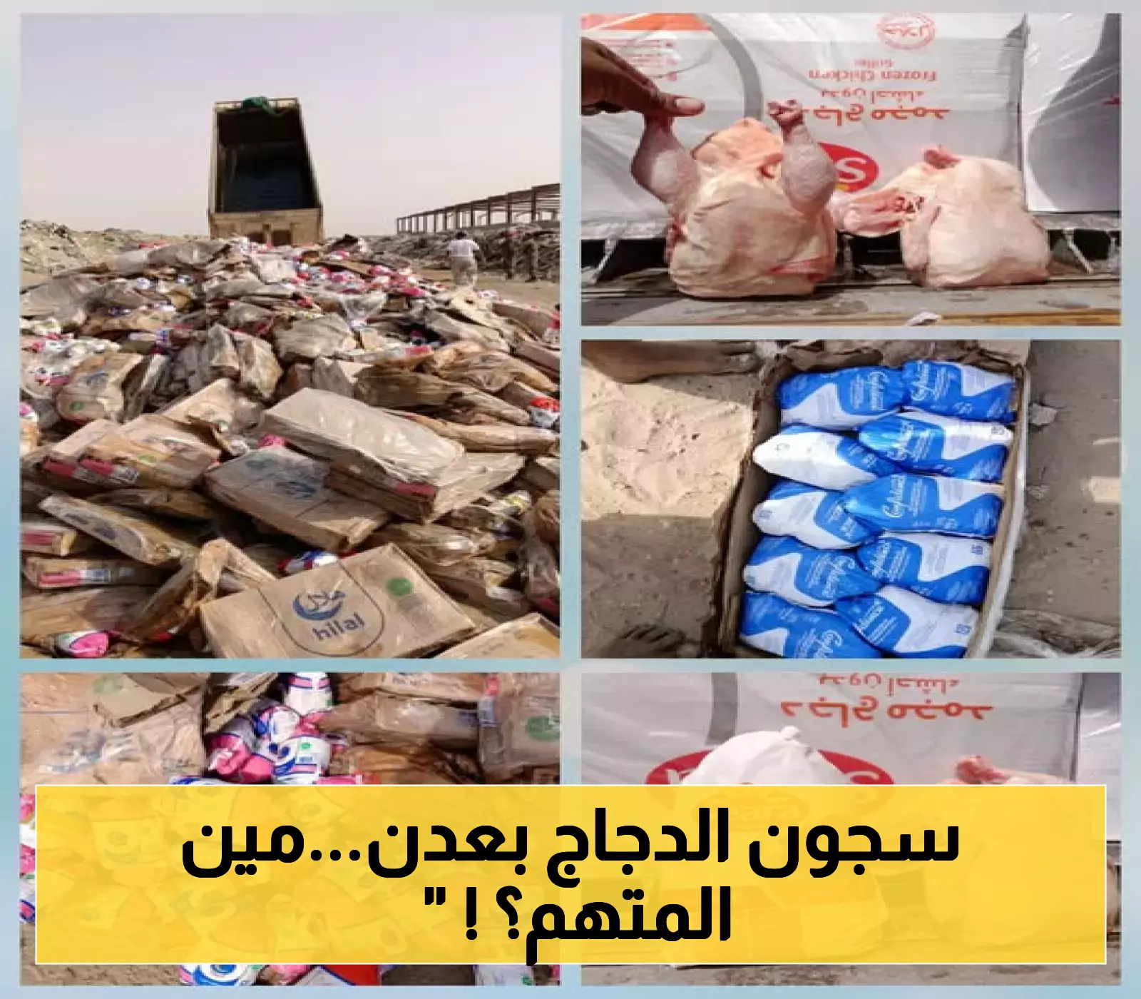 "المواصفات اليمنية" تكشف الماركات البرازيلية المرفوضة يمنياً وإتلاف أكثر من 10 آلاف كرتون دجاج مجمد بعدن ! (صور)