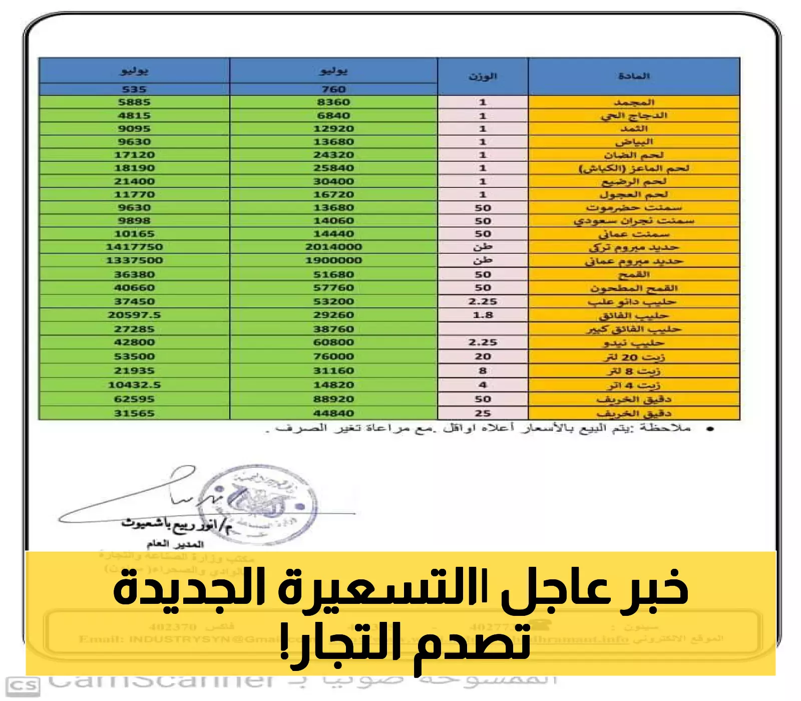 شاهد.. أول استجابة لتحسن صرف الريال اليمني: حضرموت تنشر (قائمة التسعيرة الجديدة لكافة السلع والمنتجات) وتتوعد المتلاعبين !