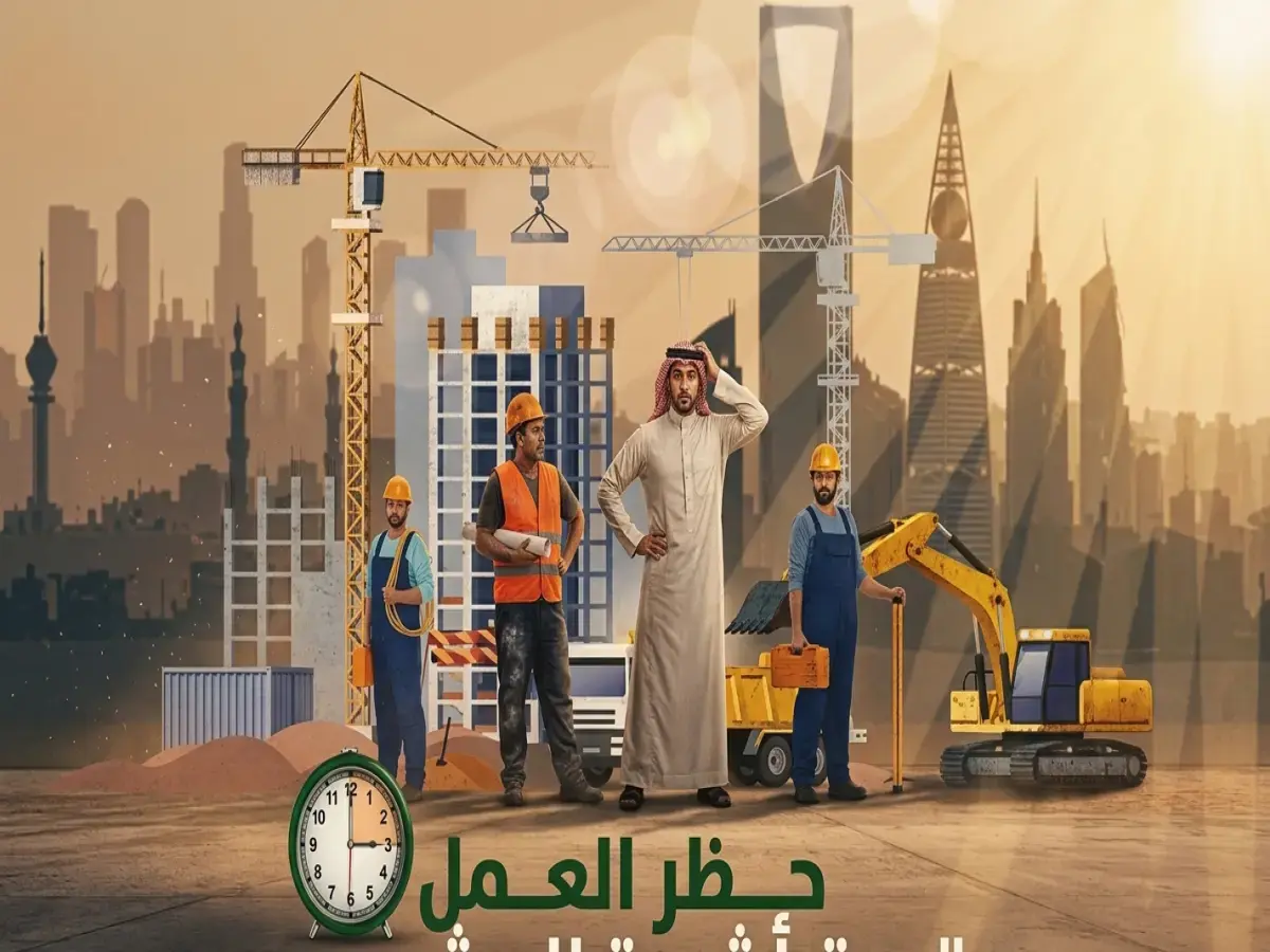 عاجل: قرار سعودي صارم ينفذ يوم الإثنين… حظر العمل تحت الشمس يبدأ 15 يونيو والغرامات تنتظر المخالفين!