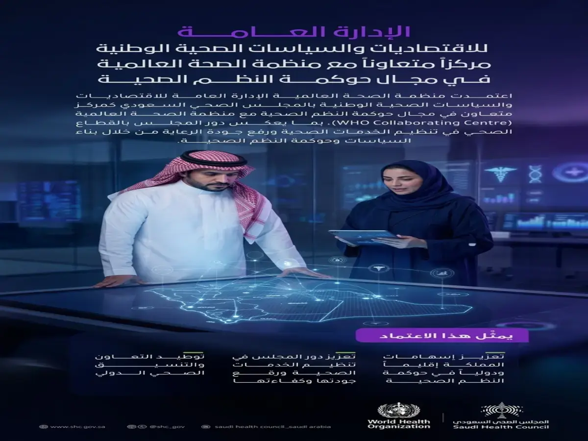 عاجل: السعودية تخطف اللقب العالمي في الصحة.. اعتماد المجلس الصحي مركزاً معتمداً لمنظمة الصحة العالمية - شاهد التفاصيل!