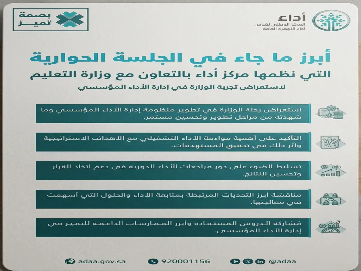 عاجل: مركز أداء يكشف تجربة وزارة التعليم السرية في تحسين الأداء 300%… 60 جهة حكومية تشهد التحول!