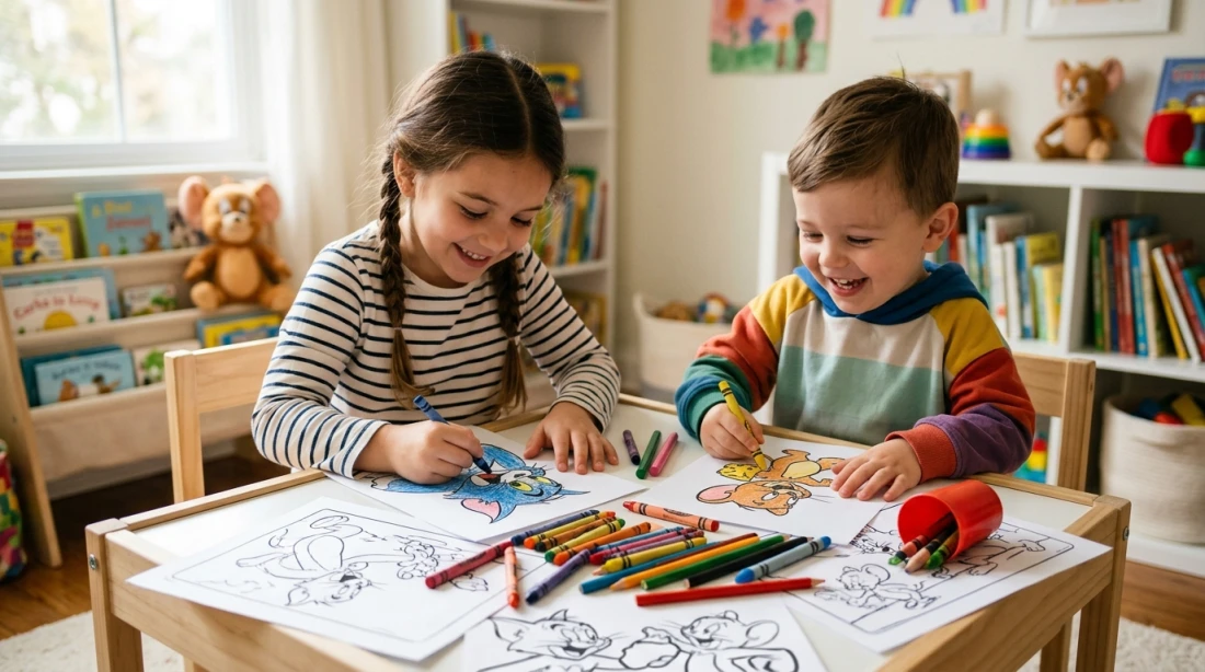 رسومات توم وجيري جاهزة للتلوين والطباعة للأطفال