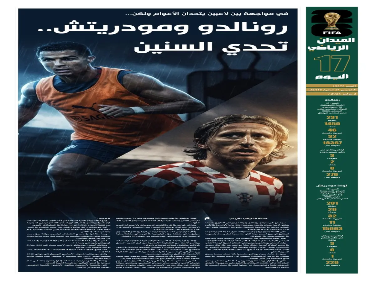 عاجل: مواجهة الأساطير الـ40 تحطم الأرقام القياسية في أميركا... رونالدو ومودريتش في لقاء تاريخي قد يكون الأخير!