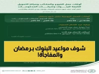 عاجل: البنك المركزي السعودي يعلن مواعيد عمل البنوك في رمضان 1447 - فروع جديدة تعمل 24 ساعة!