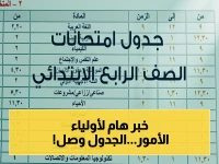 عاجل: جدول امتحانات الصف الرابع الابتدائي 2026 في القاهرة والجيزة والإسكندرية… مواعيد رسمية لجميع المدارس!